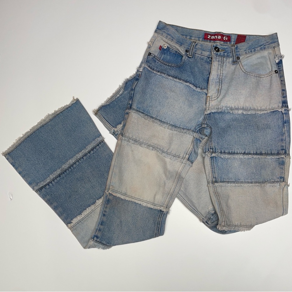 Zana Di jeans with a distressed, Unique patchwork vibe